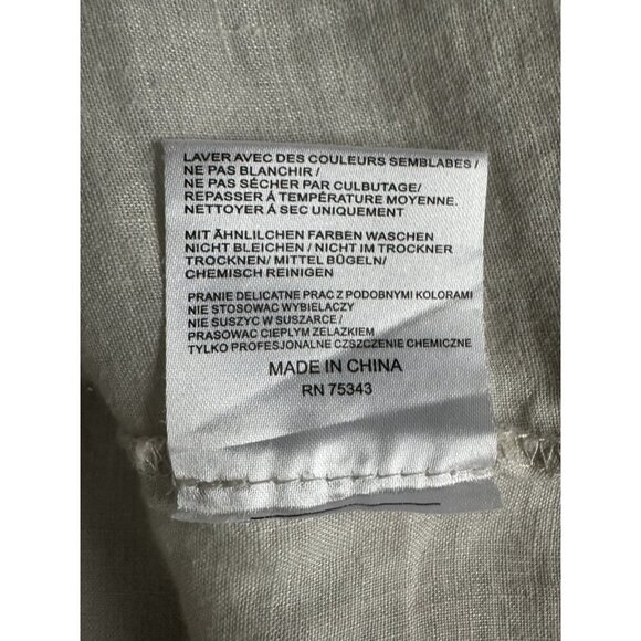 Malvin I love Linen Germany Womens Blouse L Tan‎ 100% Linen Crochet Boho Peasant - Picture 7 of 13